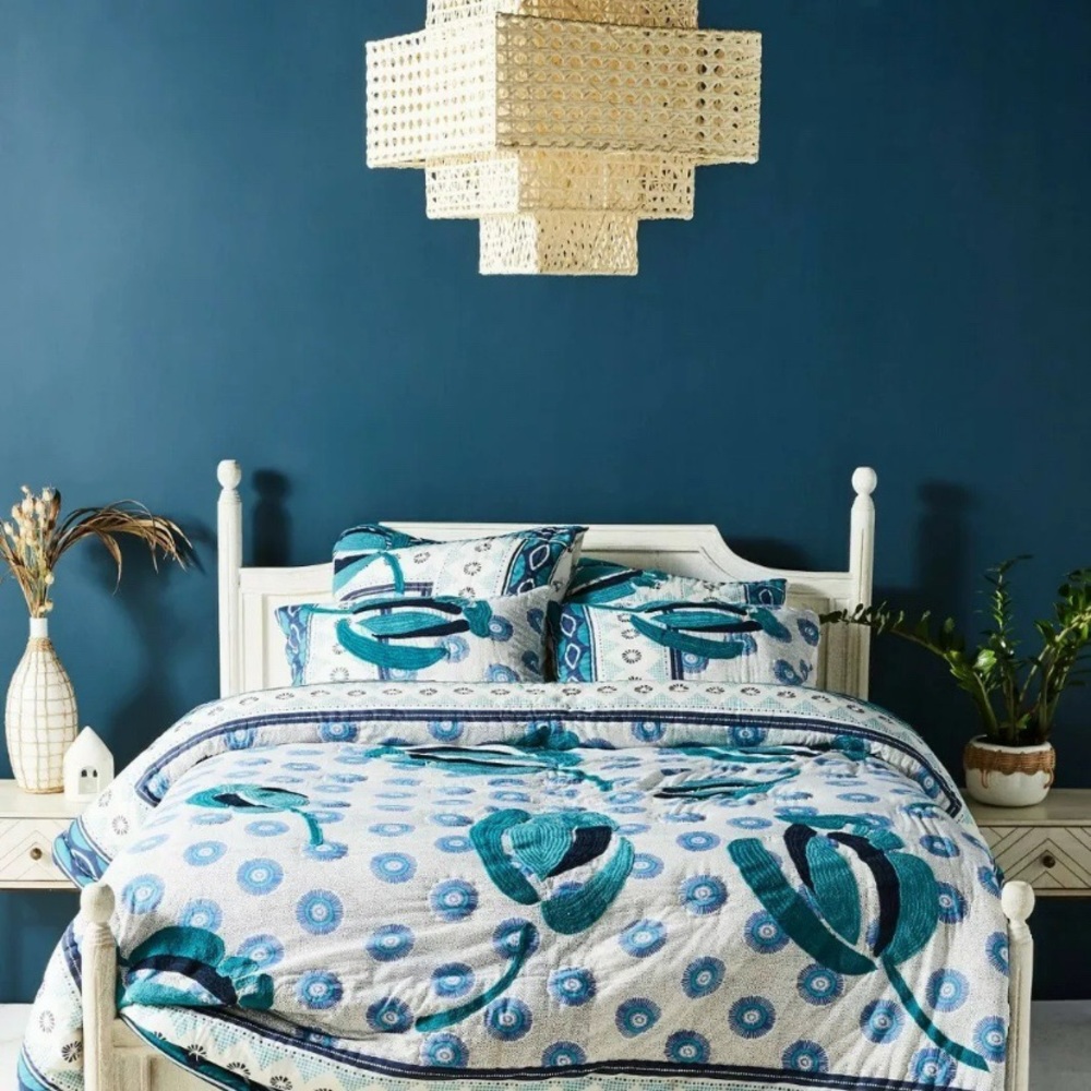 Anthroplogie embroidered Diani Pair of Shams NEW